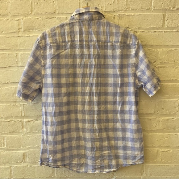 Faherty || Cloud Blend Shirt Short Sleeve in Blue Riptide Check Medium - Picture 4 of 7
